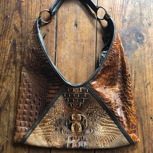 Vintage Faux Croc Shoulder Handbag